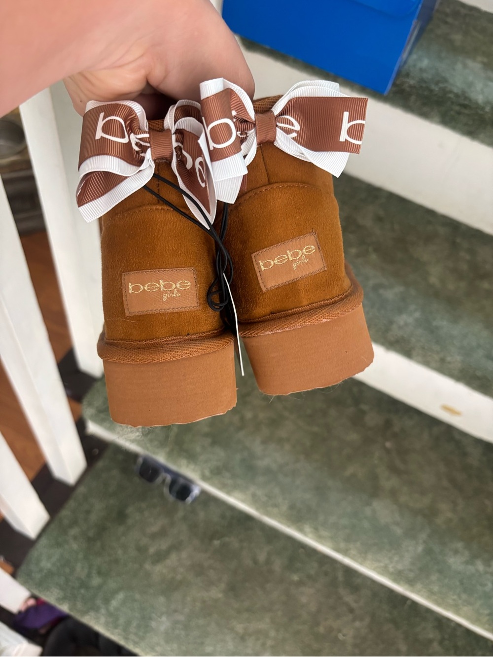 bebe Girls Cognac Bow Accent Booties